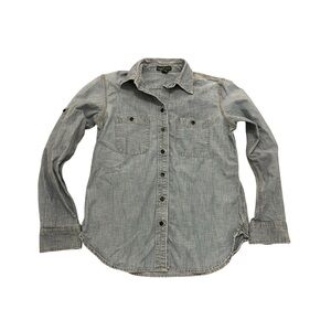 Lauren Jeans Co Ralph Lauren Chambray Denim Shirt Womens small Blue Roll Tab